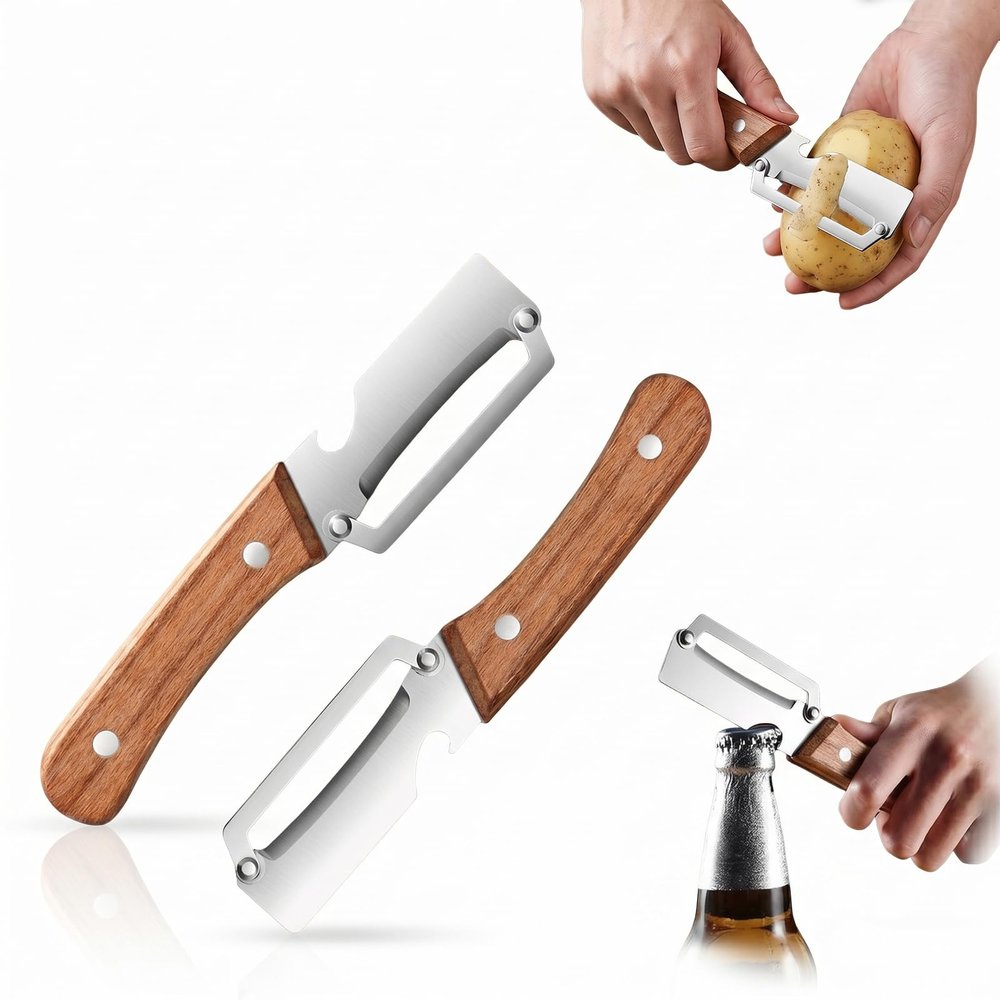 JININOSEU 2-Pack 2-in-1 Peeler with Bottle Opener