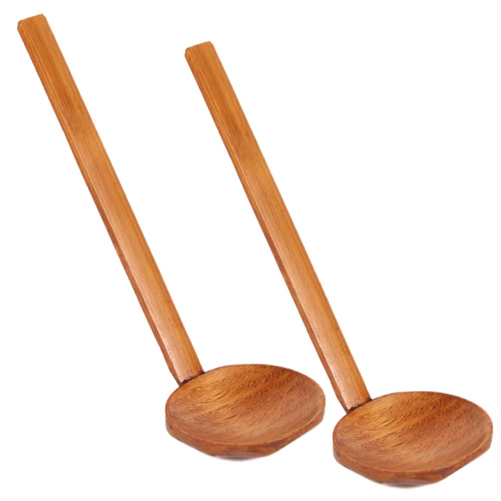 Wooden Ramen Spoon with Long Handle, 2 Pieces