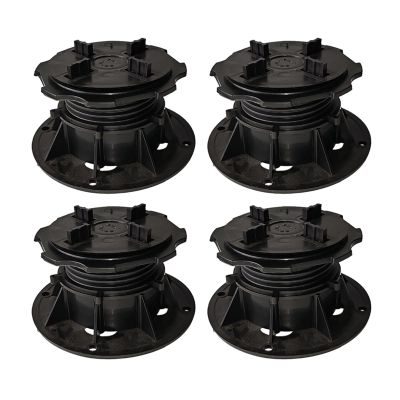 Height-Adjustable Decking Pedestal Supports, Black, 4-Piece Set (Style 5)