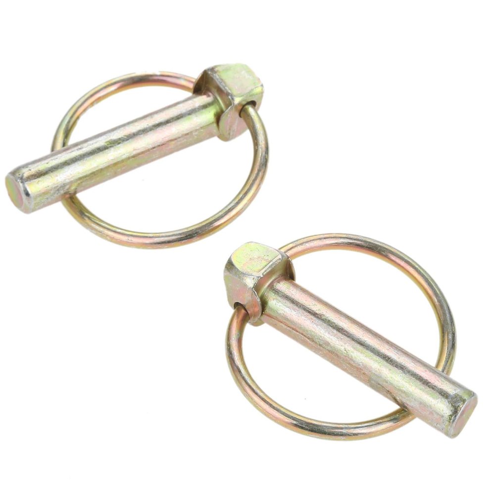 Heavy-Duty Retaining Pins with Ring, Gold-Tone, M10 x 45 mm, 8-Pack, for Trailers, Trucks and Lawn Mowers