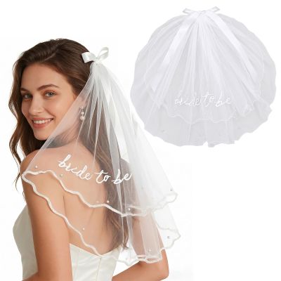 MNYXIS Short White Bridal Veil with Comb