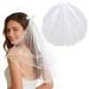 MNYXIS Short White Bridal Veil with Comb view 1