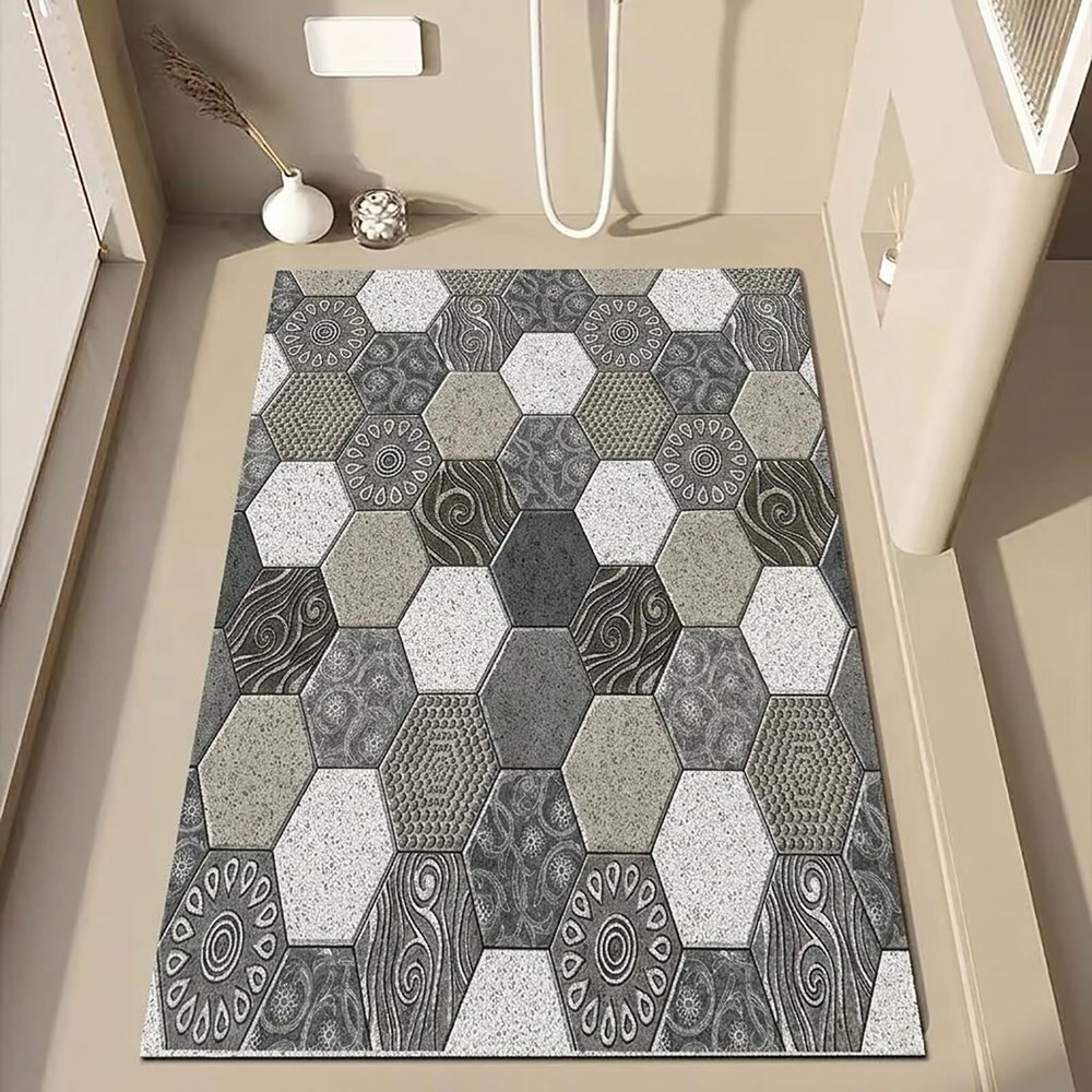 Pevfeciy Non-Slip Shower Mat 60 x 150 cm, Stone Pattern