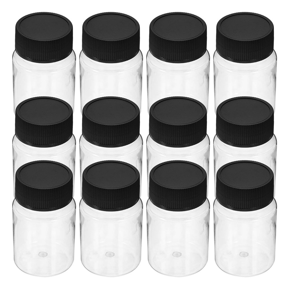 WATIIFUFU 24-Pack Black PET Sample Bottles, 30 mL, with Secure Caps and Wide Opening for Laboratory and Home Use