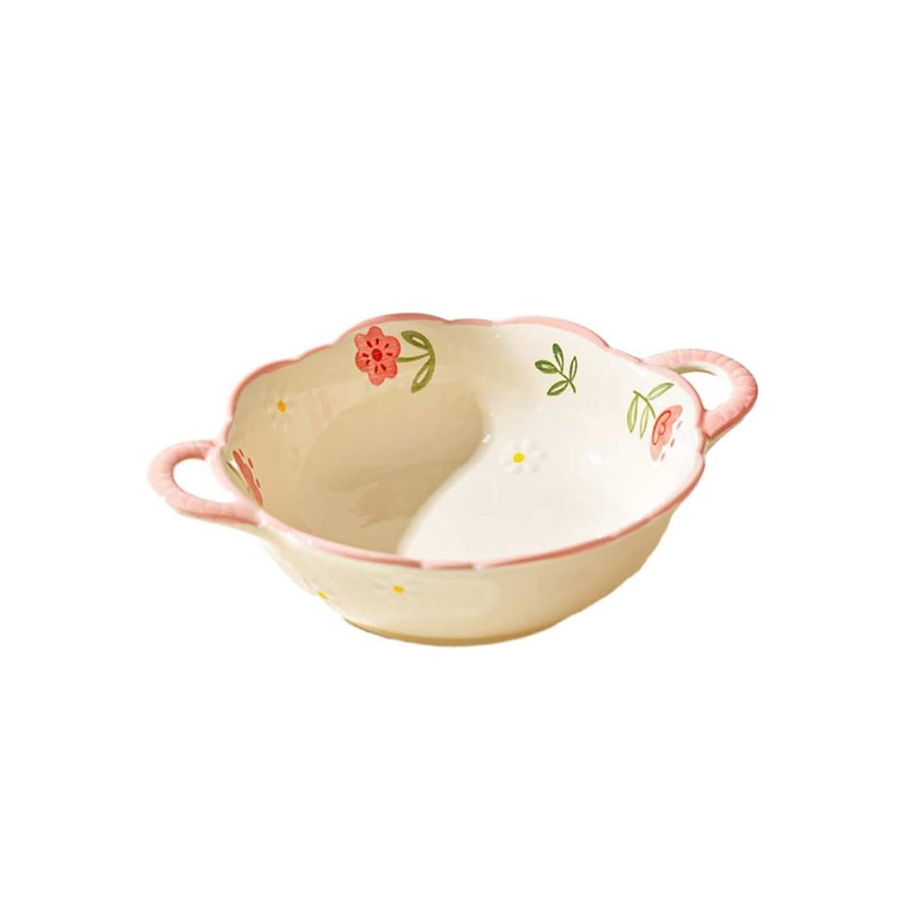 Underglaze Color Ceramic Tableware Set, 24.1 cm, Two-Handled Bowl