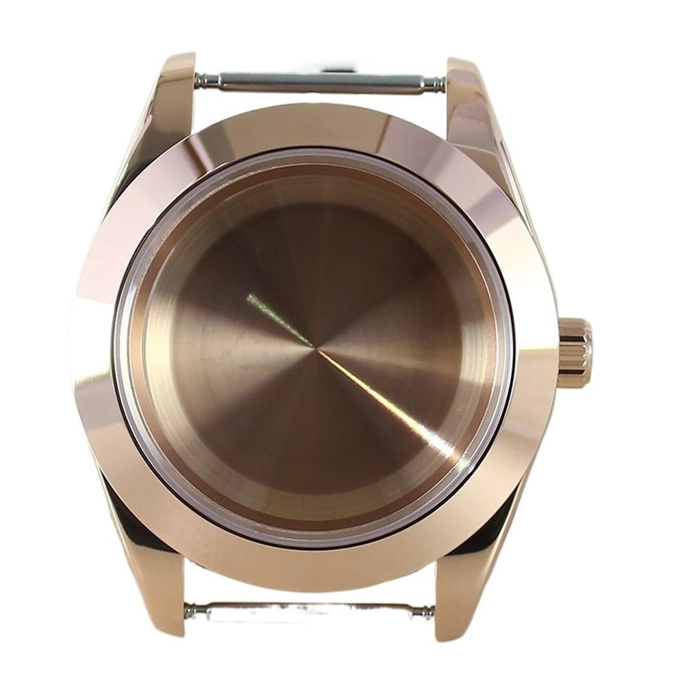 Gladiaond 1-Piece 36 mm Beveled Watch Case with Sapphire Crystal, Waterproof, for NH35, NH36, NH38 and NH34, Miyota 8215 Movement, 28.5 mm Dial (Rose Gold, 4.36 mm Miyota 8215)
