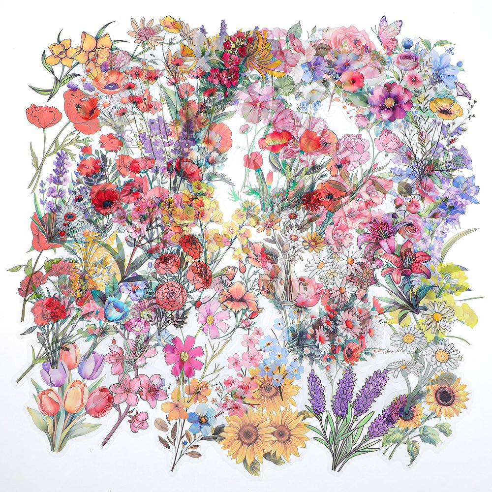 180 Transparent Flower Stickers