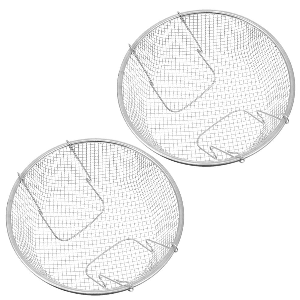 NUSITOU 2-Piece Round Stainless Steel Noodle Frying Basket with Handle