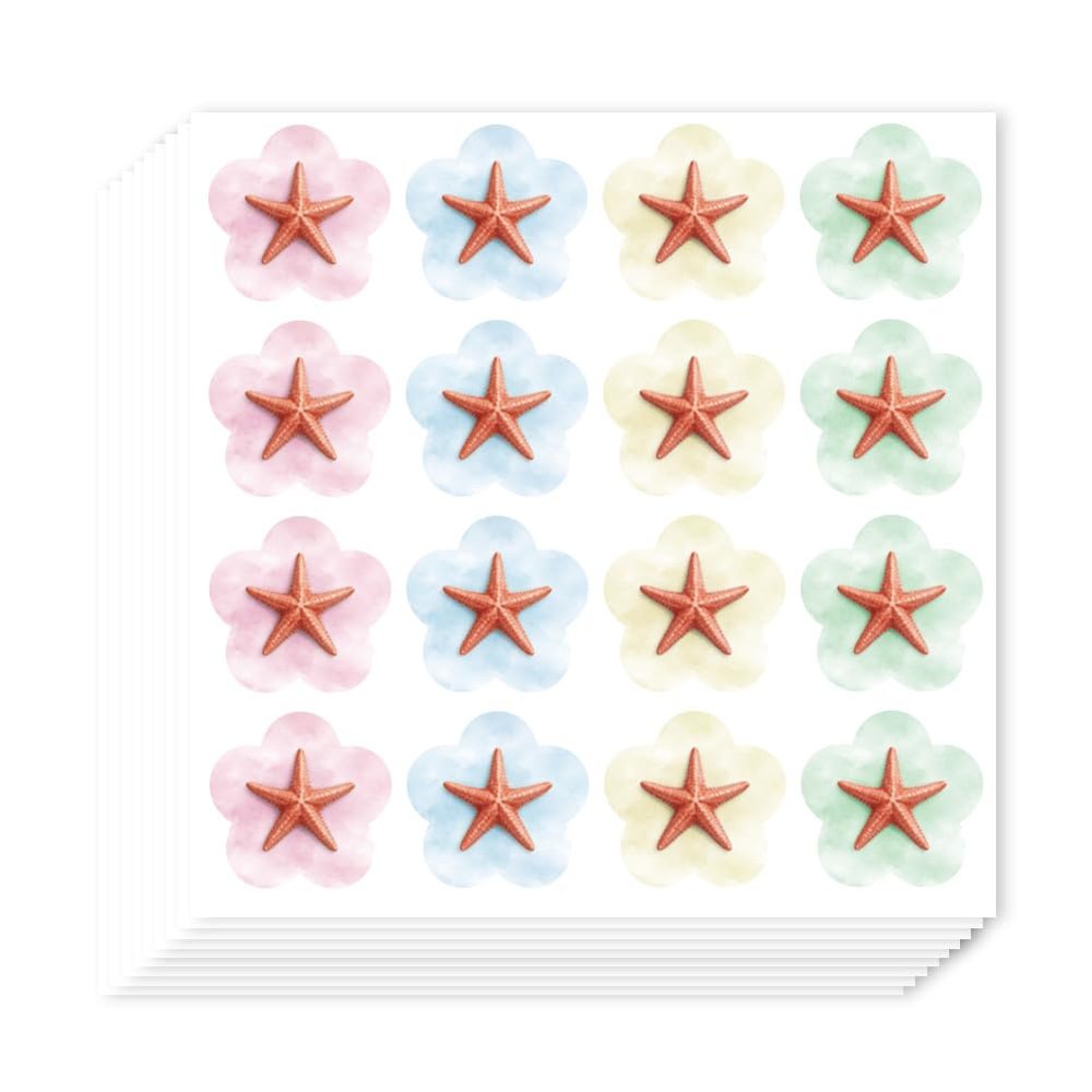 AHANDMAKER 320 Self-Adhesive Watercolor Starfish Stickers