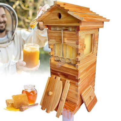 pealiritansemen Self-Flowing Beehive, Compact Mini Beehive for Small Spaces with Viewing Window and Cedar Frames