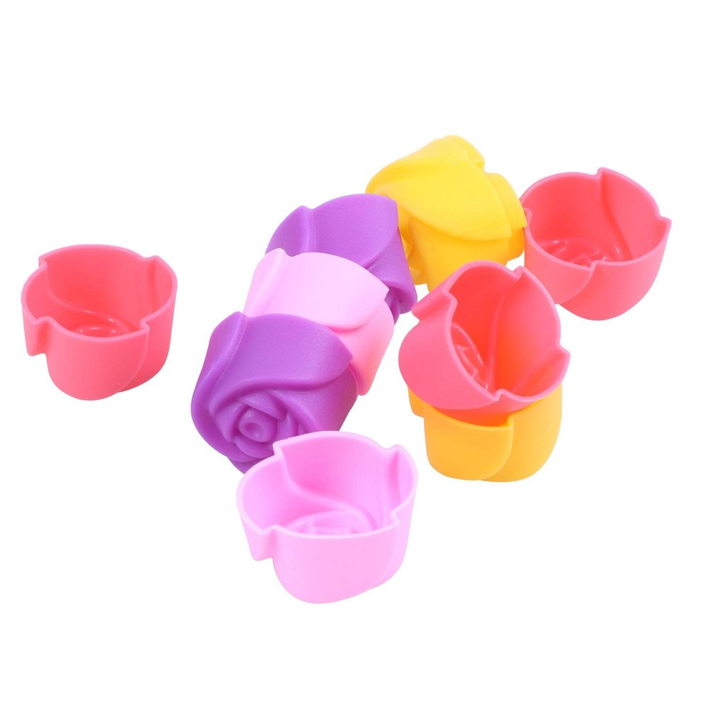 Luoilba R 10 x Silicone Rose Muffin Cups