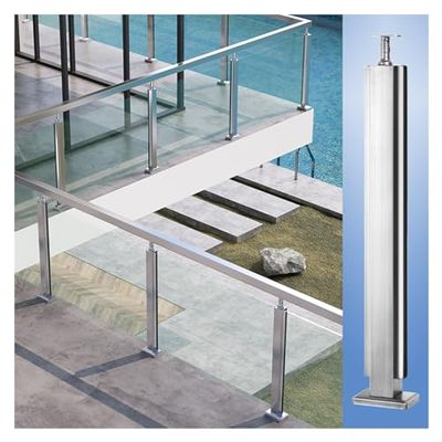 Stainless Steel 304 Railing Post Set for Patios and Stairs, 10–12 mm Panels, 76–140 cm High