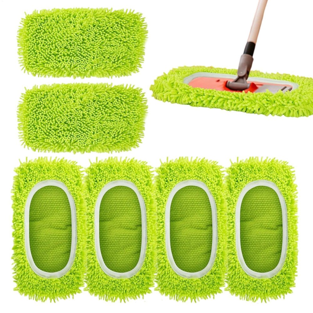 6-Piece Floor Mop Pad Set, Fitted Machine-Washable Cleaning Cloths