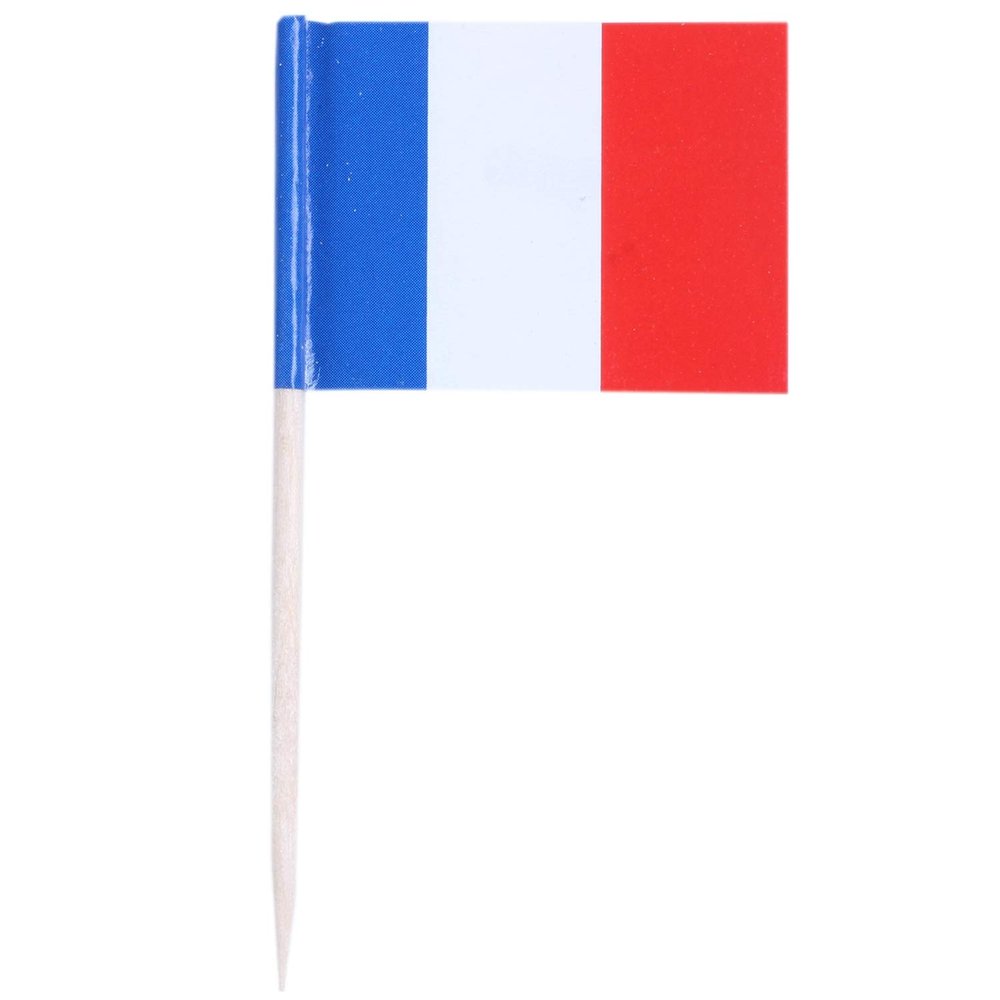 50-Piece Mini Toothpicks with Flag for Party Snacks - France (Blue, Red)