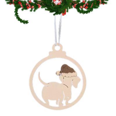 Dog Ornament for Christmas Tree - Wooden Dog Cutouts, Vintage Decorations