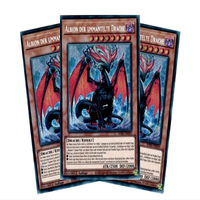 Albion the Branded Dragon Playset (3 Cards) - RA05-DE019 - Secret Rare - German - 1st Edition - Yu-Gi-Oh! Rarity Collection 5 - with RC Field Center