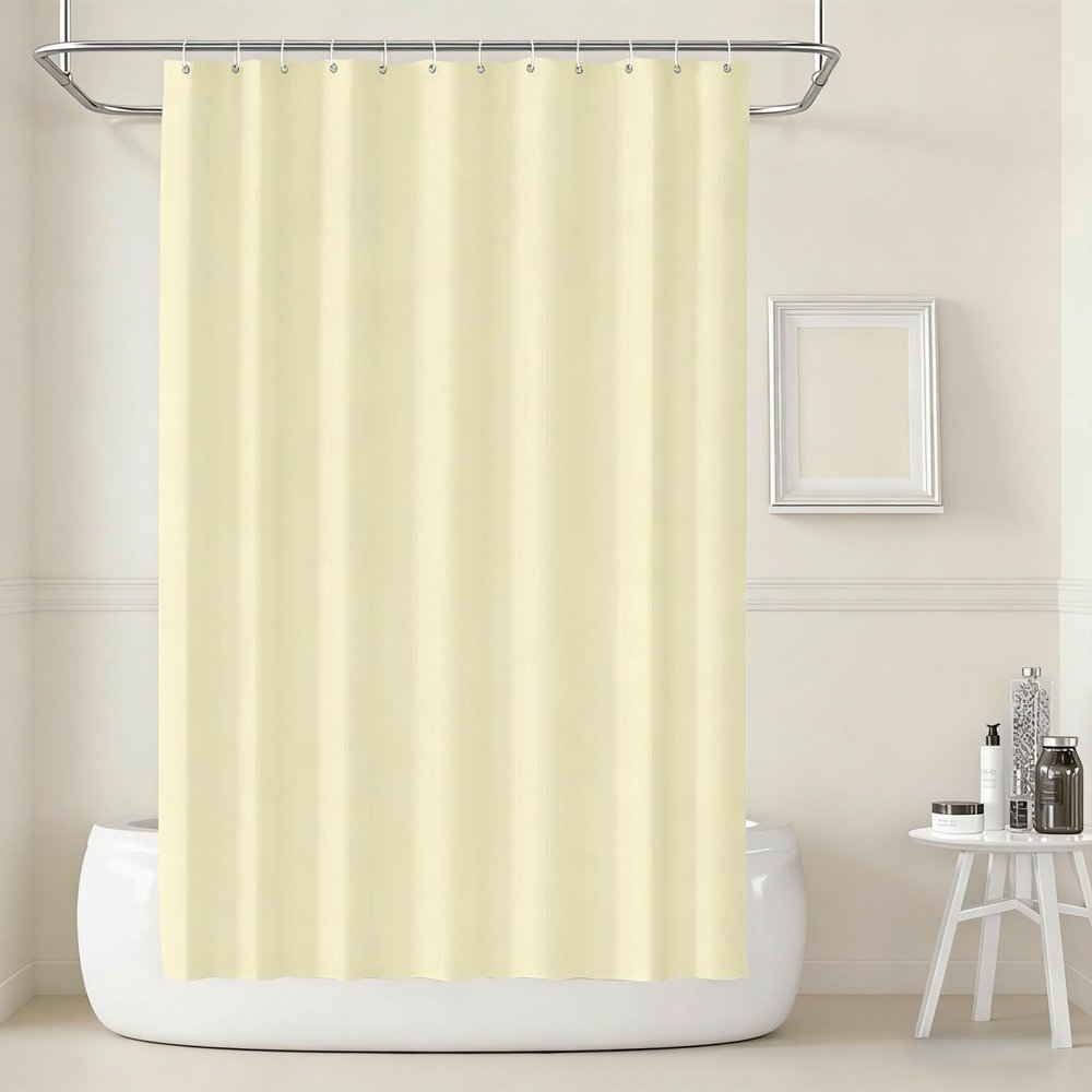 LIHUANE Waterproof Shower Curtain 60 x 150 cm, Weighted Hem, Washable Polyester, Beige