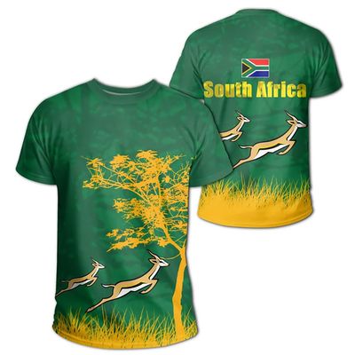 2026 South Africa Football T-Shirt for Men and Women, 3D Flag Print, Mesh, Loose Fit, No. 5, 5XL