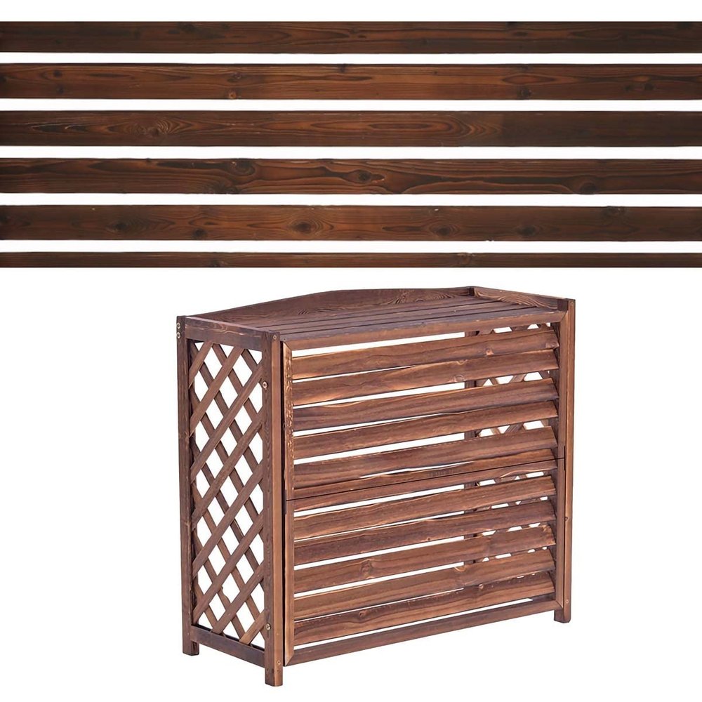 Wooden Air Conditioner Cover 85 × 35 × 75 cm – Freestanding Solid Wood Plant Stand