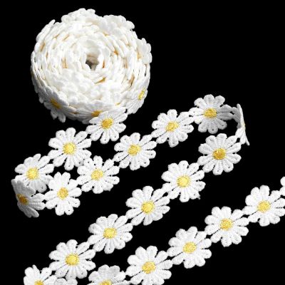 3 Yard Daisy Lace Trim, 25mm Embroidered Floral Ribbon for Sewing