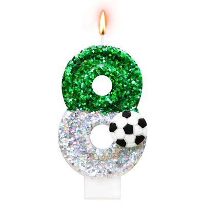 Alaoo Number 8 Birthday Candle - Soccer Design
