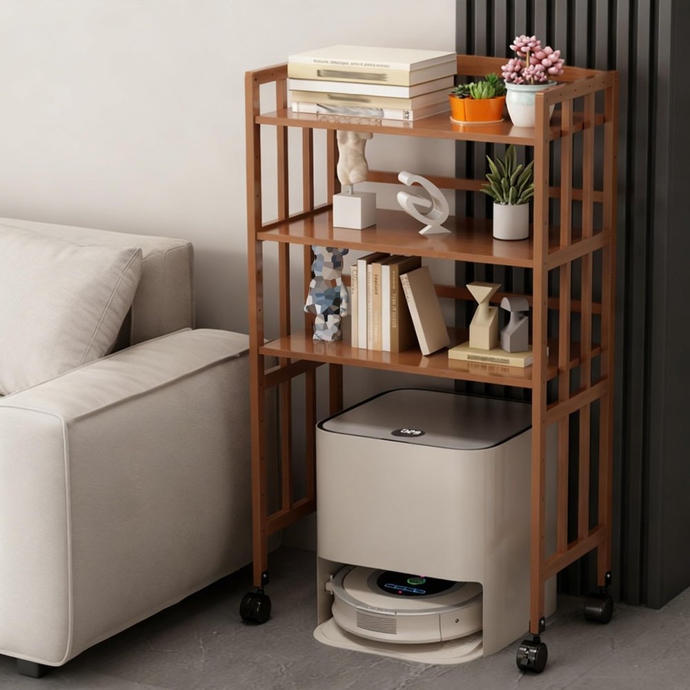 Multi-Tier Robot Vacuum Rack with Adjustable Height and Wheels