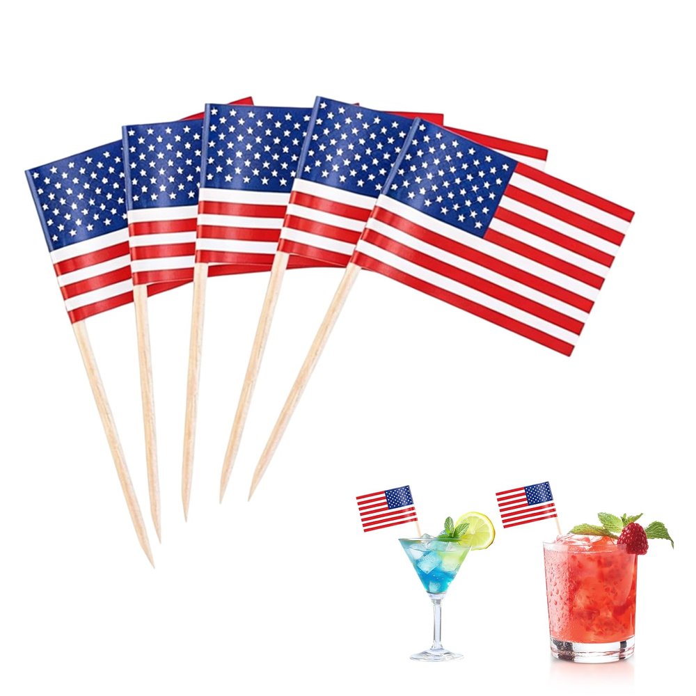 100 Pack USA Toothpick Flags