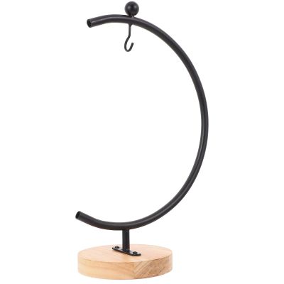 FELTECHELECTR Terrarium Ornament Stand with Wooden Base, Iron, Black