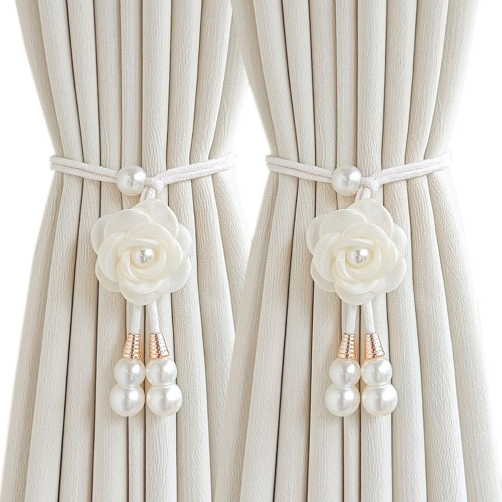 LRFNKCT Flower Curtain Tiebacks, 1 Pair