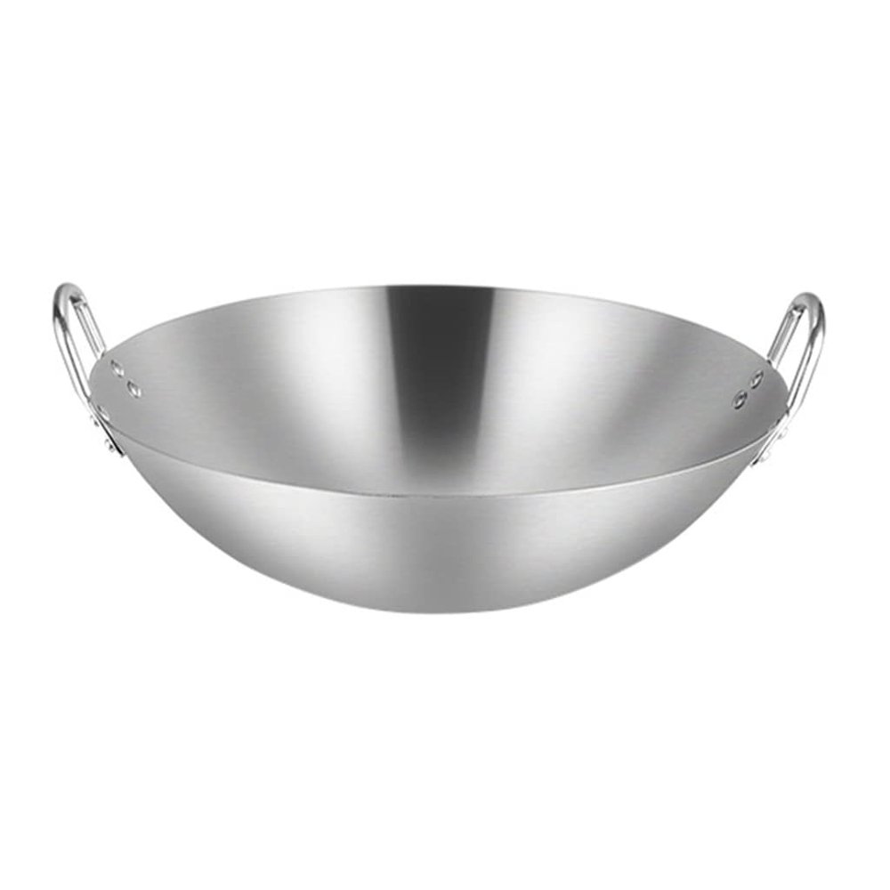 Extra-Thick Double-Wall Nonmagnetic Stainless Steel Wok (3470 cm), Chinese Style
