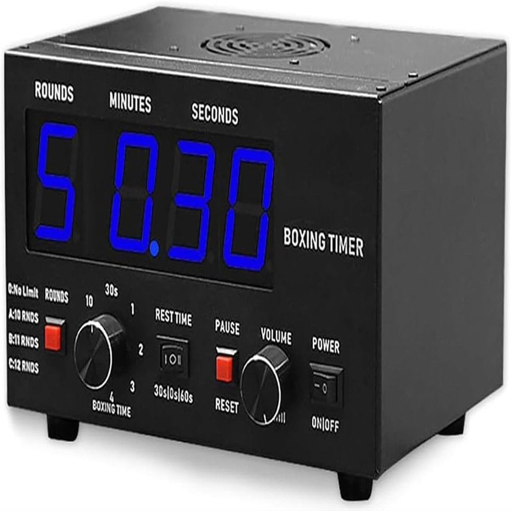 BOOZXCV Digital Fitness Timer with LED Display for MMA, Boxing, Martial Arts and HIIT (Blue)