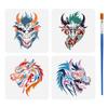FINGERINSPIRE 4-Piece Dragon Head Stencil Set with Brush 15x15cm view 1