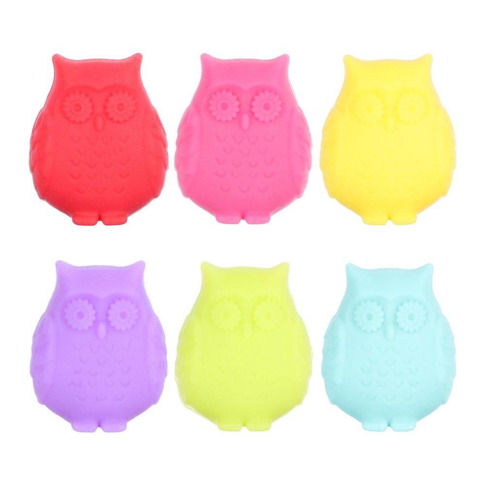 Abaodam 6 Silicone Wine Glass Markers with Owl Design