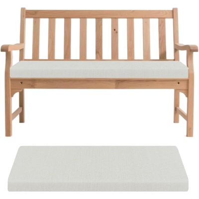 Removable Bench Cushion, Non-Slip and Washable, White, 120 x 45 x 5 cm