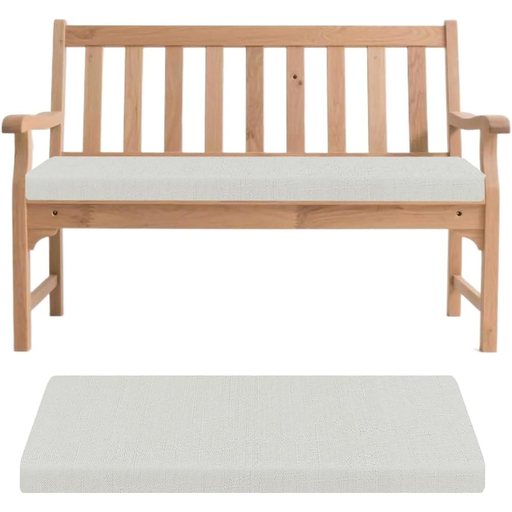 Removable Bench Cushion, Non-Slip and Washable, White, 120 x 45 x 5 cm