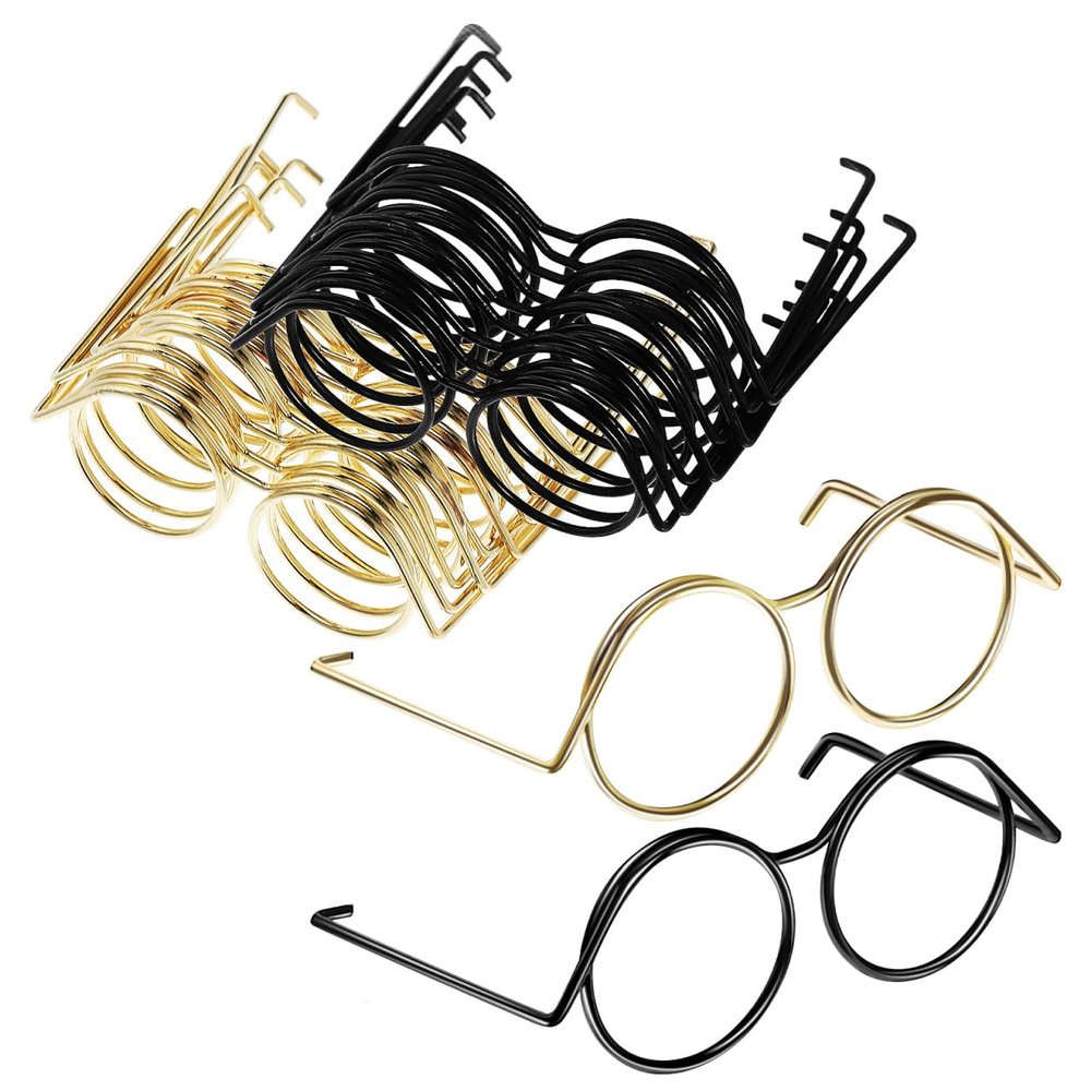 Gatuida Mini Doll Glasses, 20-Piece Metal Wire-Frame Set