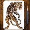 FINGERINSPIRE Geometric Panther Stencil with Brush 29.7x21cm view 1