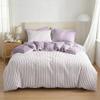 Covebett 4-Piece Duvet Cover Set, 135 x 200 cm, Purple Striped view 1