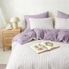 Covebett 4-Piece Duvet Cover Set, 135 x 200 cm, Purple Striped view 3