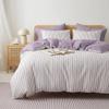 Covebett 4-Piece Duvet Cover Set, 135 x 200 cm, Purple Striped view 4
