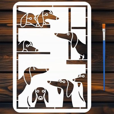 FINGERINSPIRE Dachshund Stencil Set with Brush 29.7x21cm