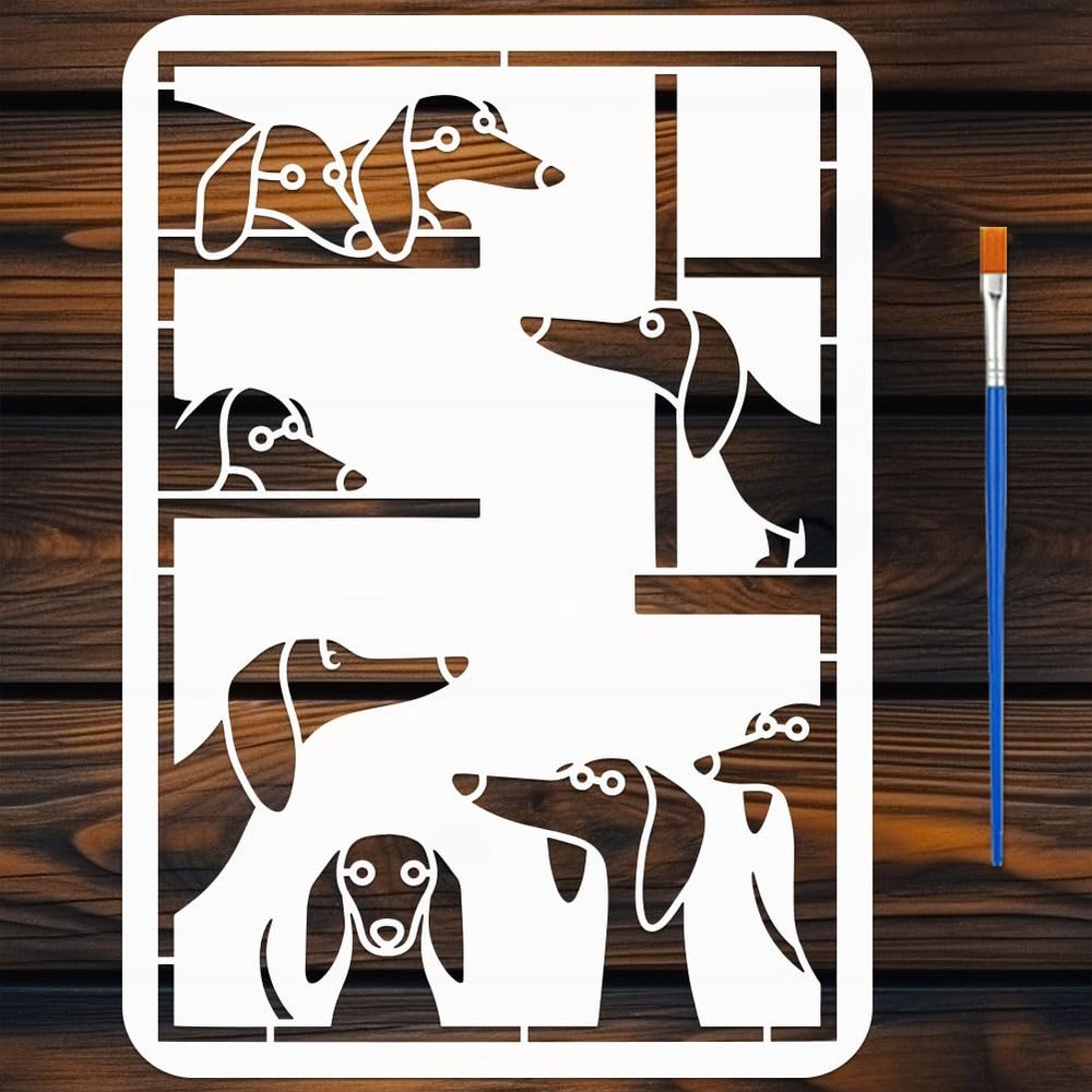 FINGERINSPIRE Dachshund Stencil Set with Brush 29.7x21cm