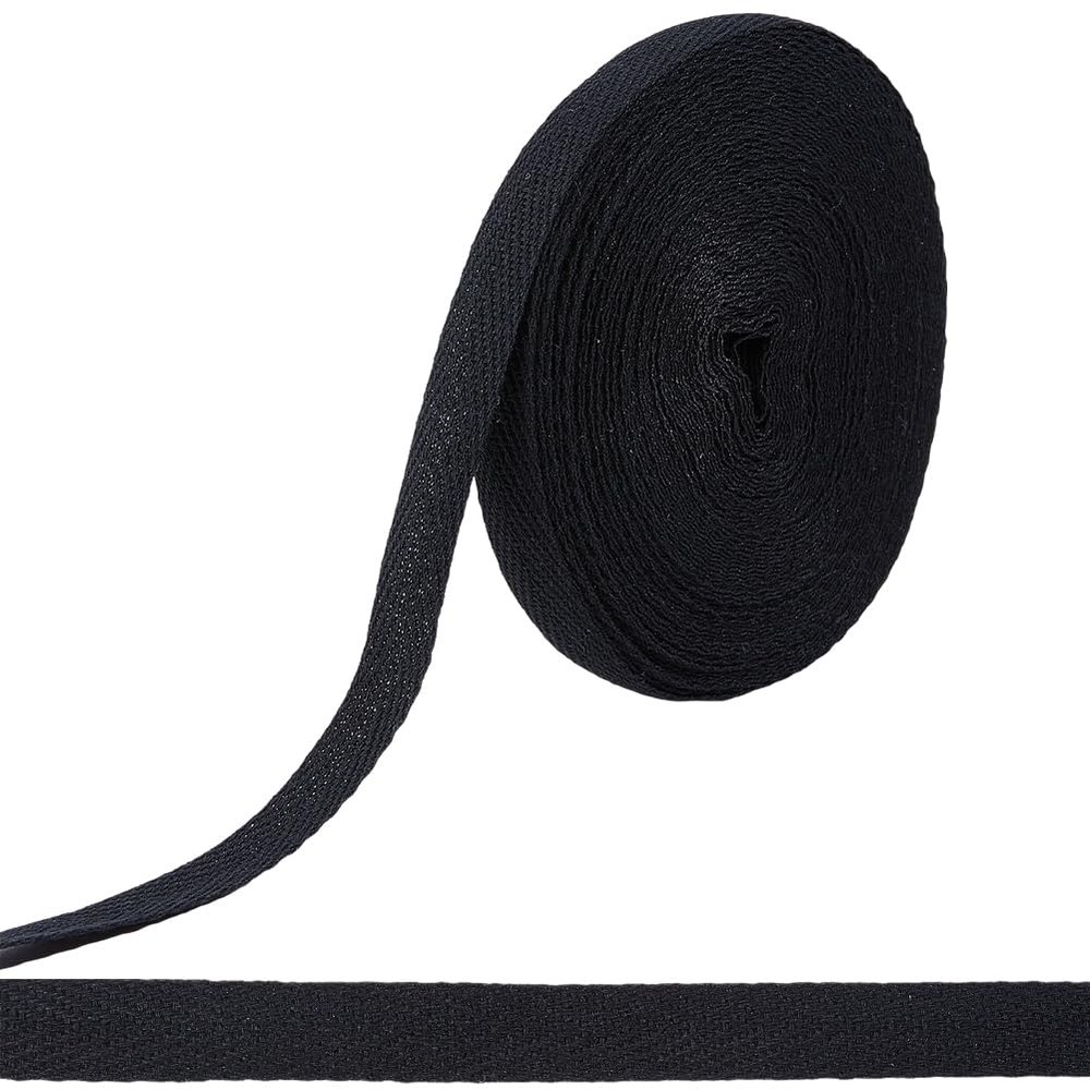 GORGECRAFT 11m Cotton Twill Tape 12mm Wide Black Herringbone