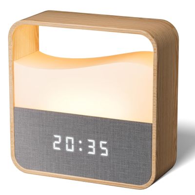 UPXNBOR Digital Alarm Clock with Dimmable Night Light, USB-C Rechargeable, Dual Alarms