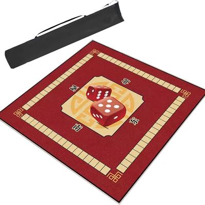 BPABDEITR Mahjong Mat, Rules and Wind Positions, Multicolor, for Poker and Board Games (Red, 35.4 x 35.4 in/90 x 90 cm)