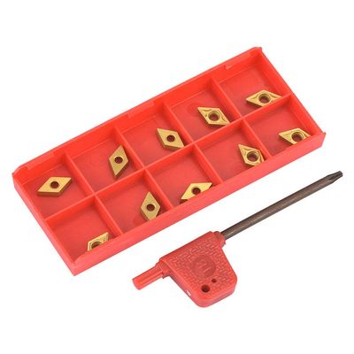 Naroote 10-Piece Coated Carbide CNC Inserts for Steel Cutting, DCMT070204 US735 DCMT21.51