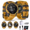 Garmin Instinct 3 45 mm Solar Rugged Outdoor GPS Smartwatch with Integrated Flashlight, Alpine Rush Collection, Limited Edition, Sunburst with Sunburst/Gray Band Bundle view 1