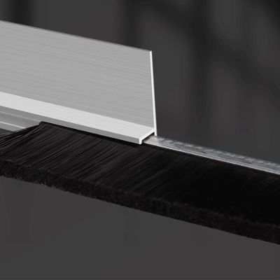 Aluminum Door Brush Strip Draft Excluder, H-Type, Silver, 130 cm (4 cm Bristles)