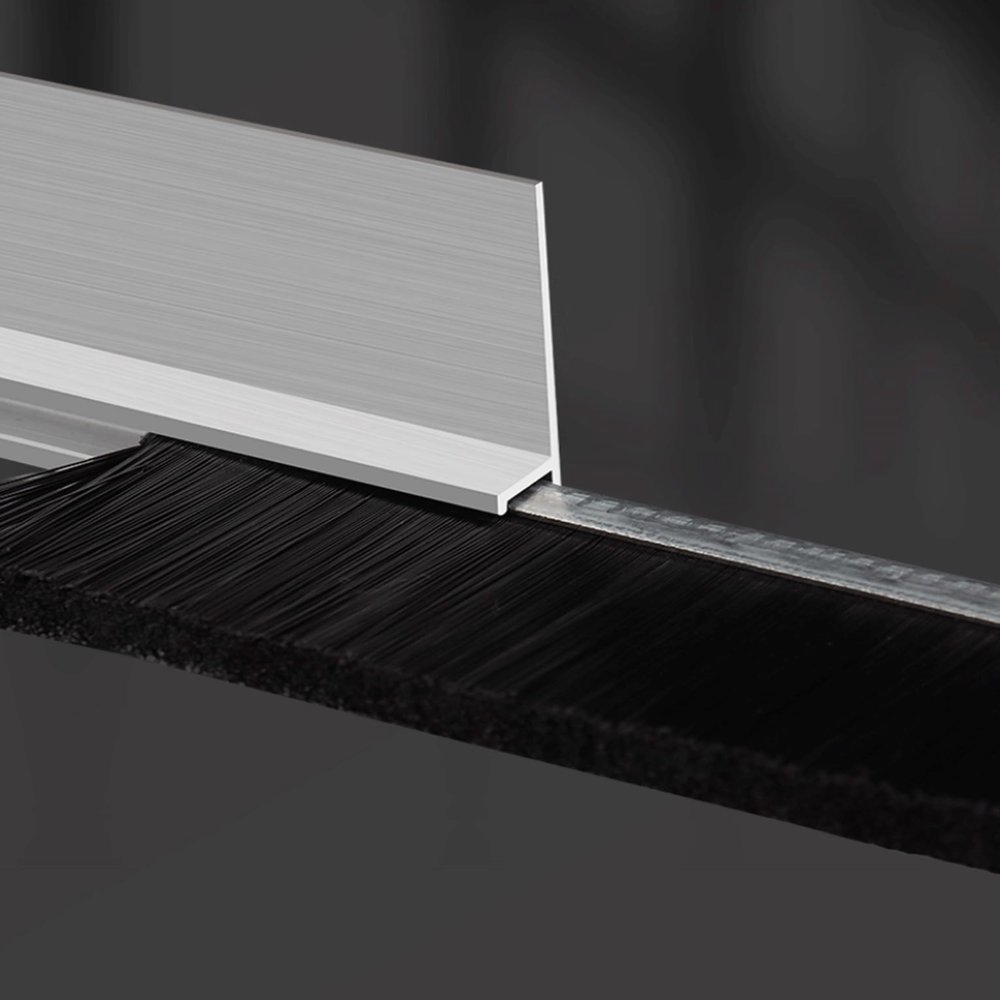 Aluminum Door Brush Strip Draft Excluder, H-Type, Silver, 130 cm (4 cm Bristles)