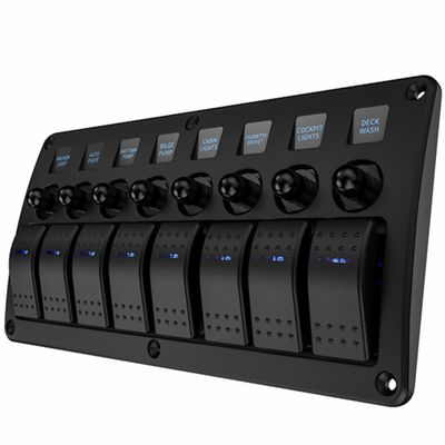 Uonlytech 8-Switch Marine Combination Panel, ABS, DC 12/24V